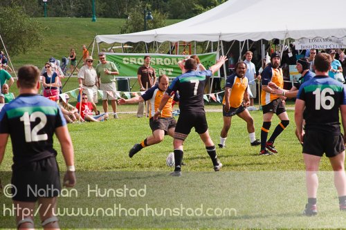 Rugby players at Irish Fest